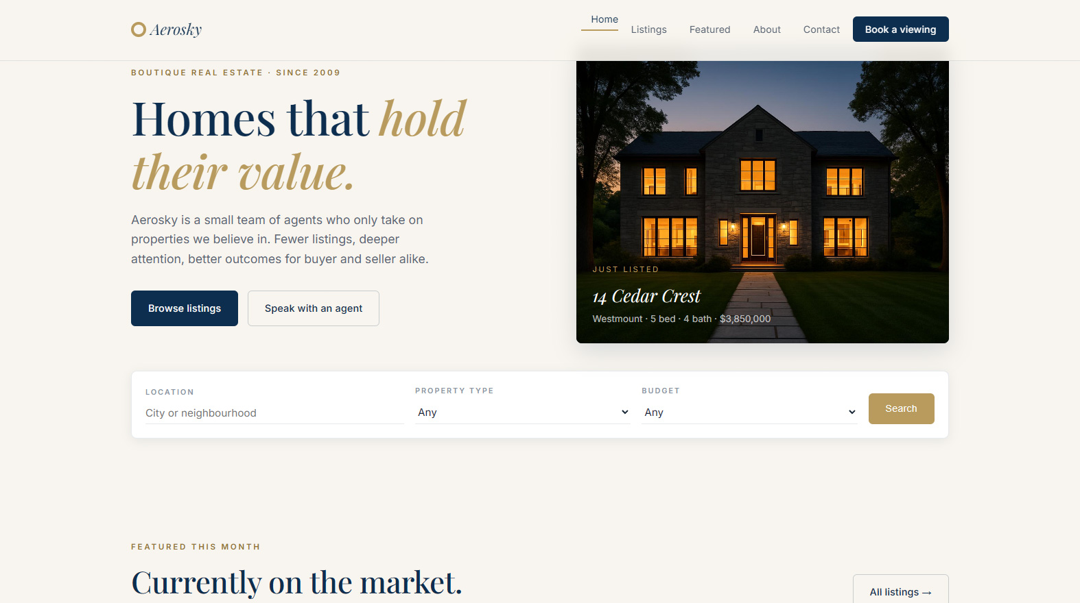 Aerosky Properties website preview