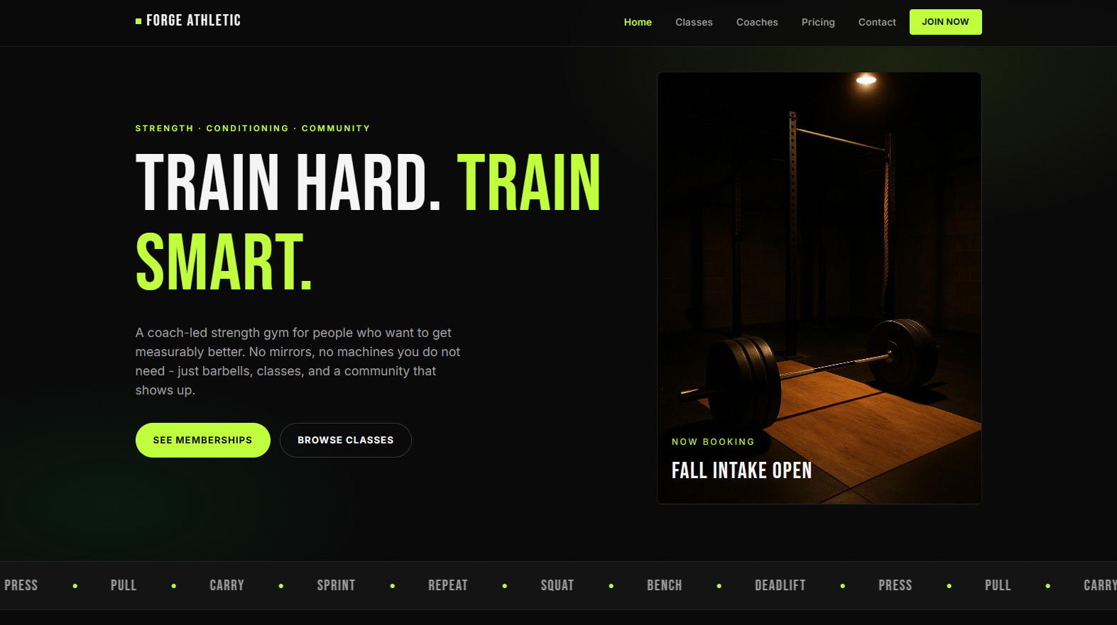 Forge Athletic website preview