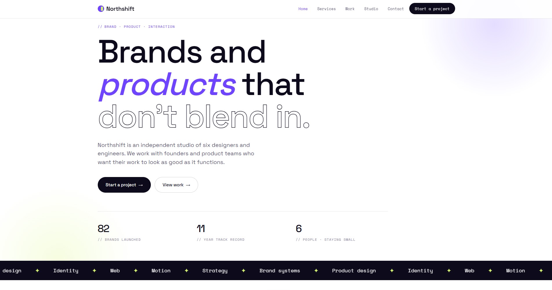 Northshift Studio website preview